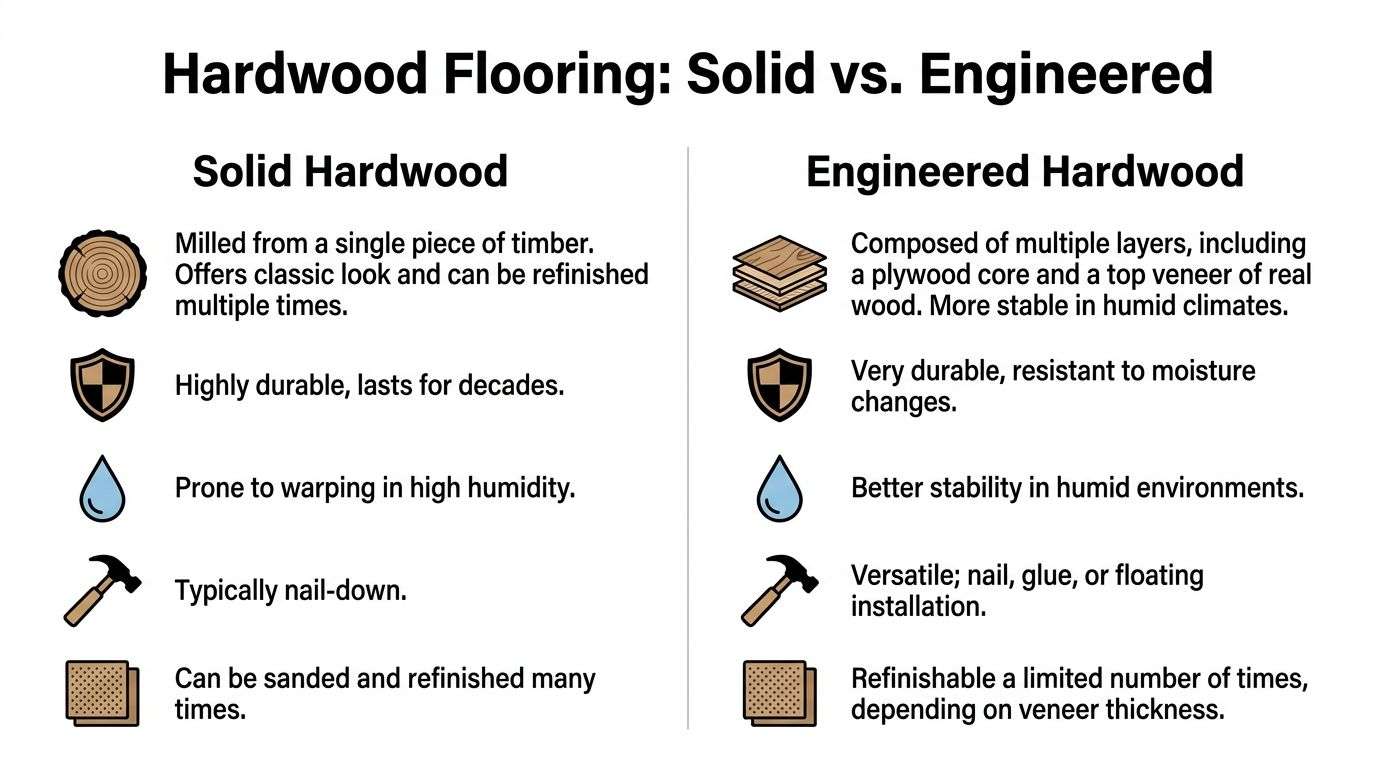 hardwood floor houston hardwood comparison Hardwood floor houston: Houston Hardwood Floors: Costs, Type Most hardwood floor houston decisions come down to one question first. Solid or engineered? A comparison chart showing the differences between solid hardwood flooring and engineered hardwood flooring for home installation.