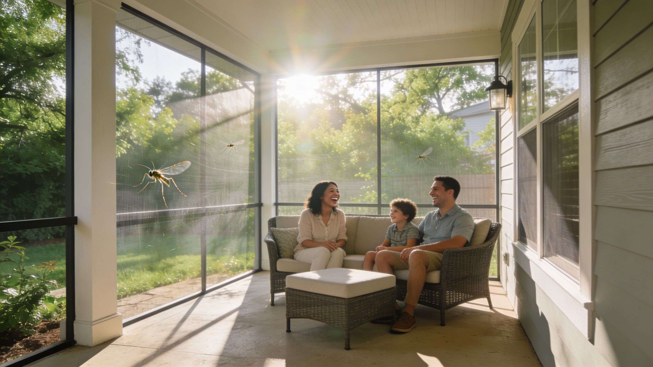screened in porch contractors houston family porch Best Screened-in Porch Contractors Houston: Your 2026 Guide Before you call screened-in porch contractors Houston homeowners recommend, get your expectations straight on cost, scope, and what kind of build will hold up here. A happy family laughing together while sitting on a comfortable sofa in their cozy screened-in porch.