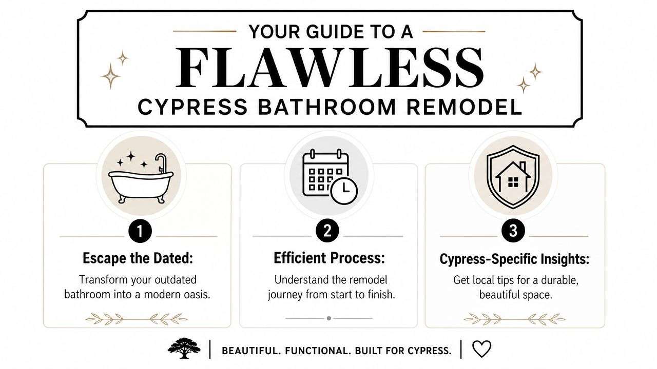 A guide to a bathroom remodel in Cypress, Texas, outlining three simple steps for a renovation.