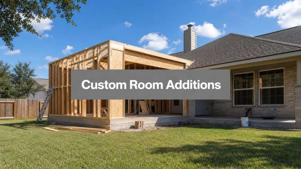 custom room additions katy tx room addition Custom Room Additions Katy TX: Your Complete Planning Guide A Katy homeowner comparing custom room additions Katy TX choices should start with the numbers that drive the whole decision. Published local data puts a standard home addition at $100.75 per square foot in Katy, with a range of $77.84 to $123.65, while premium-grade work rises to $130 to $185 per square foot. Independent Houston-area guidance puts Katy room additions in a different local band, with basic work at $200 to $250 per square foot, mid-range work at $275 to $325 per square foot, and premium projects at $350 to $425+ per square foot, and it places typical ROI at 60 to 70%. That spread is exactly why the right addition in Katy isn't just about adding space, it's about matching the project to the lot, the neighborhood, and the resale ceiling. custom room additions katy tx room addition Custom Room Additions Katy TX: Your Complete Planning Guide A Katy homeowner comparing custom room additions Katy TX choices should start with the numbers that drive the whole decision. Published local data puts a standard home addition at $100.75 per square foot in Katy, with a range of $77.84 to $123.65, while premium-grade work rises to $130 to $185 per square foot. Independent Houston-area guidance puts Katy room additions in a different local band, with basic work at $200 to $250 per square foot, mid-range work at $275 to $325 per square foot, and premium projects at $350 to $425+ per square foot, and it places typical ROI at 60 to 70%. That spread is exactly why the right addition in Katy isn't just about adding space, it's about matching the project to the lot, the neighborhood, and the resale ceiling.